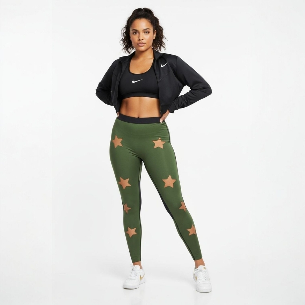 NWT ULTRACOR Knockout Star Print Compression Leggings | Green | Size M| Athletic